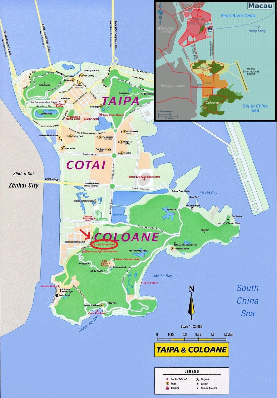 mapa de ferry de Macao 