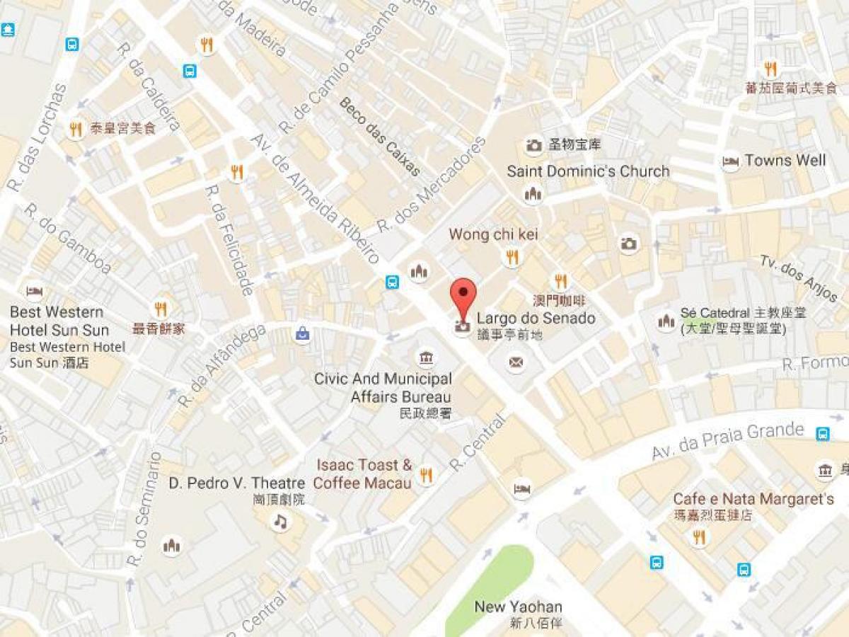 mapa de la plaza del senado de Macao