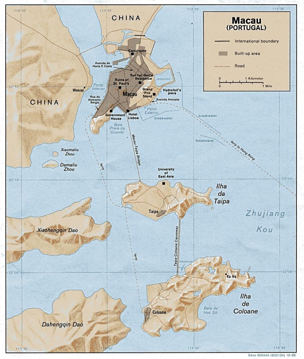 mapa de Macao de la ciudad vieja