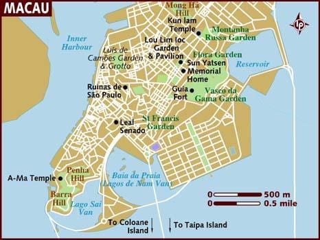 Macao mapa en inglés