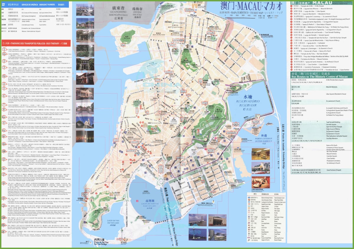 Macao mapa de ruta de autobús