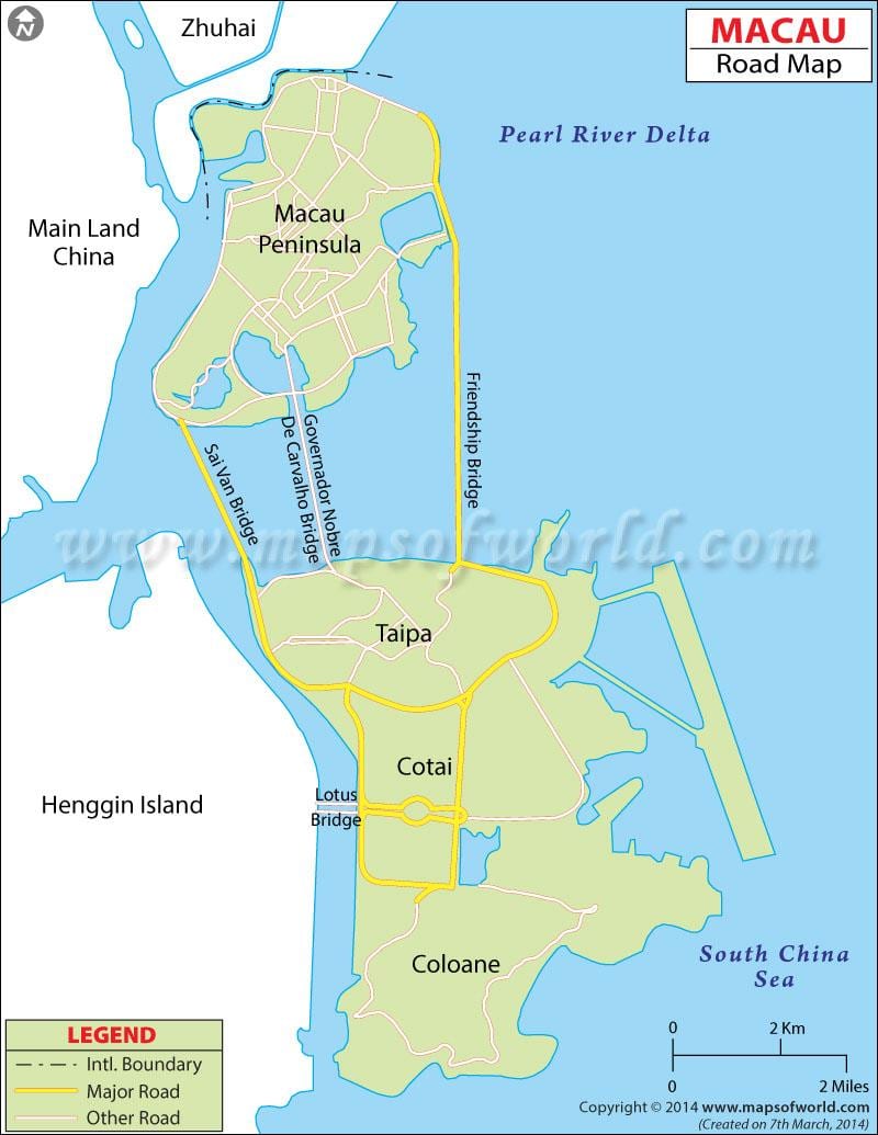 Macao mapa de la peninsula
