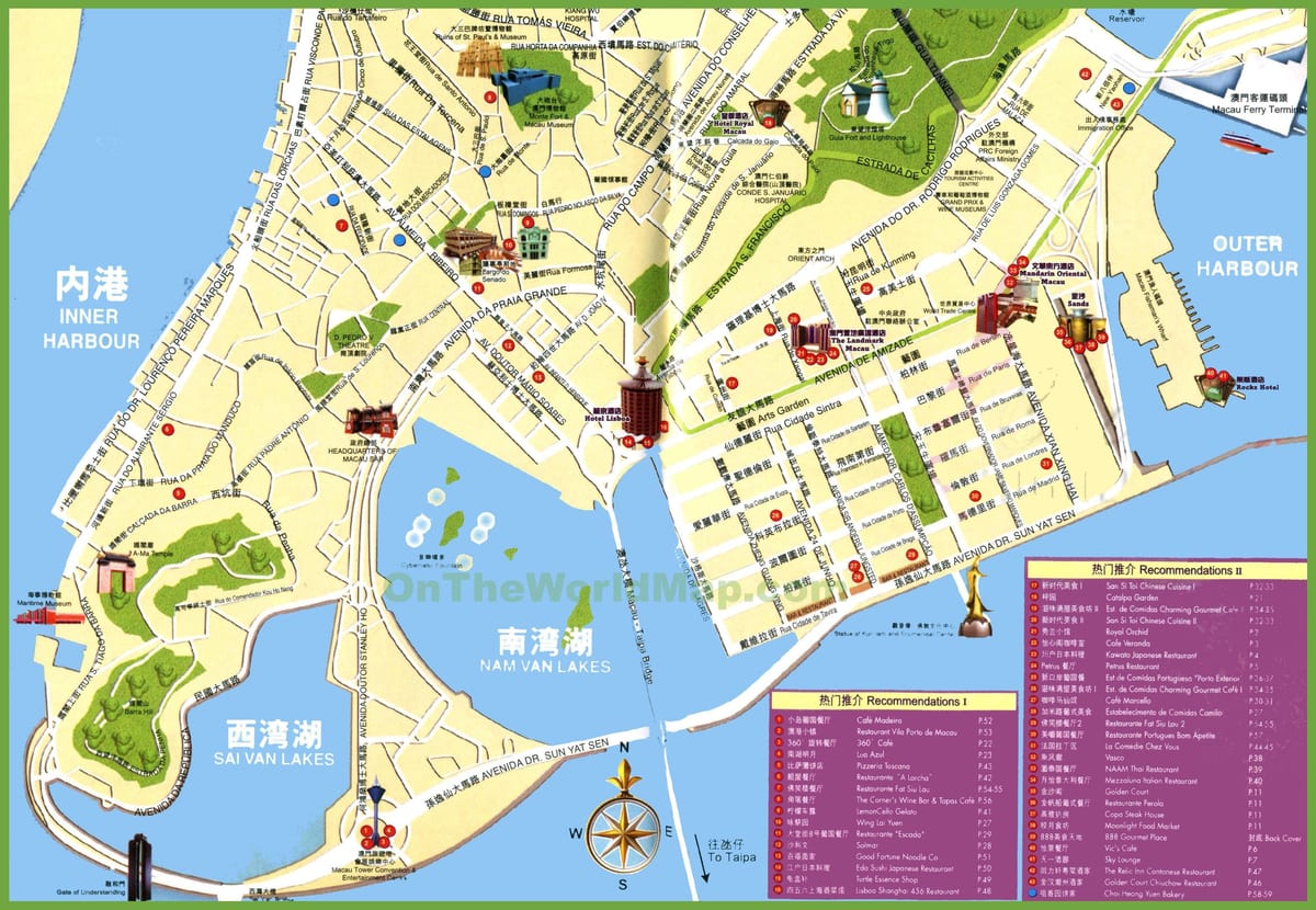 lugares turísticos en Macao mapa