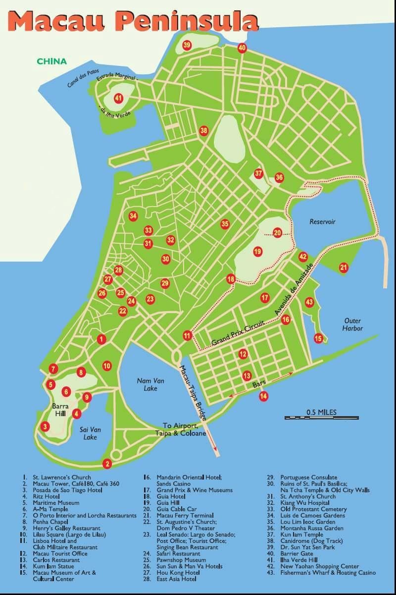 Macao puntos turísticos mapa