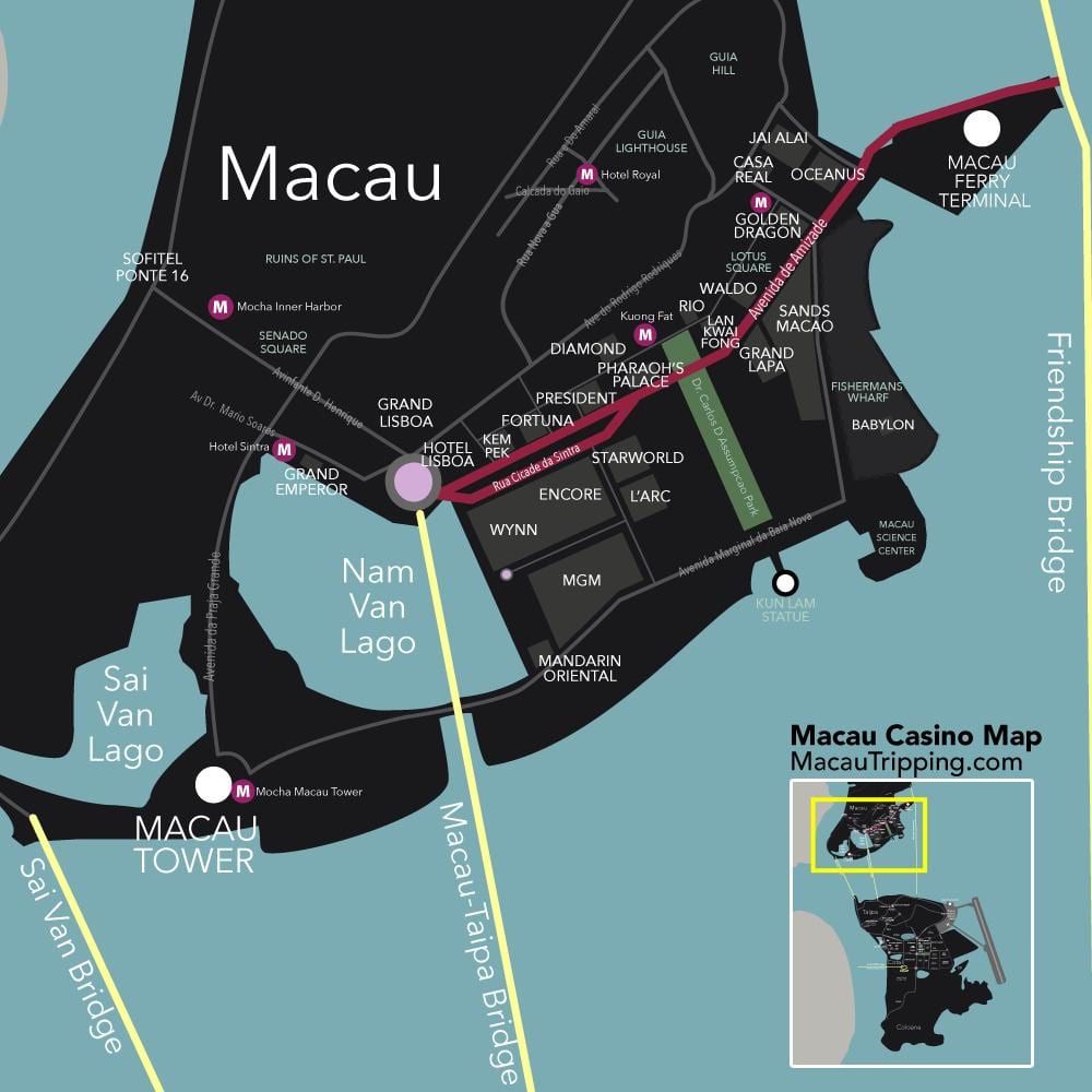 los casinos de Macao mapa
